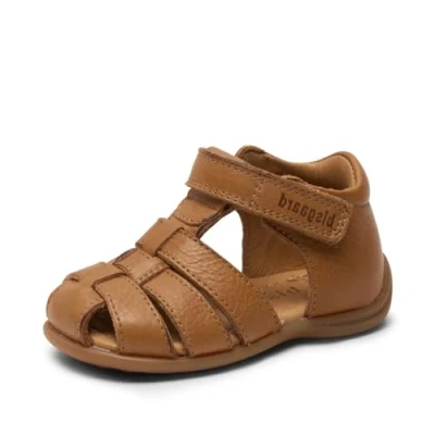Image of Bisgaard Carly Children&#039;s Minilets/First Walking Shoes/Sandals Brown Suede Leather, Cognac, 22 EU