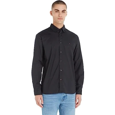 Image of Tommy Hilfiger CORE FLEX Regular FIT Shirt, Men&#039;s, Size: XL, Black