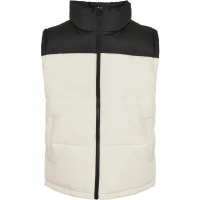 Image of Urban Classics Block Puffer VEST Waistcoat, Men&#039;s, Size: Large, Black/whitesand