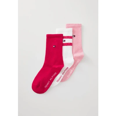 Image of Tommy Hilfiger KIDS SOCK Unisex 3 PACK Socks for kids, Size: 2.5 5, Pink