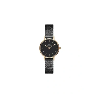 Image of Daniel Wellington DW00100441 Ladies Petite Black Ashfield Rose Gold 24mm Watch