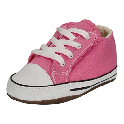 Image of Converse Chuck Taylor ALL STAR Cribster MID First shoes for kids, Size: 1K, Pink/natural ivory/white Imitation leather/ textile
