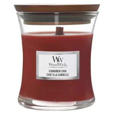 Image of WoodWick Scented Candle Mini Cinnamon Chai 8 cm / ø 7 in Glass Wooden Wick