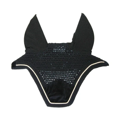 Image of Kentucky Horsewear Wellington Basic Velvet Fly Veil Black Horse Hood Riding Equestrian