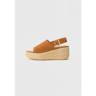 Image of Fitflop Womens Platfforms Wedge Sandals, Deep Tan, 7 UK