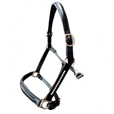 Image of HB Showtime Leather Halter Rose Gold