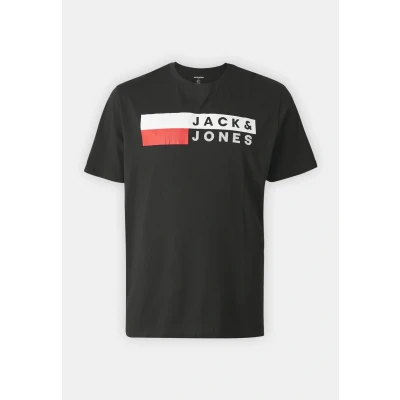 Image of Jack &amp; Jones Jjecorp LOGO TEE O NECK Print Tshirt, Men&#039;s, Size: Large, Black
