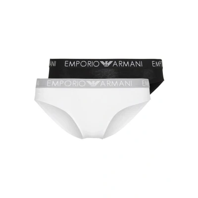 Image of Emporio Armani Women&#039;s Iconic Cotton Underwear (Pack of 2), White/Black, S