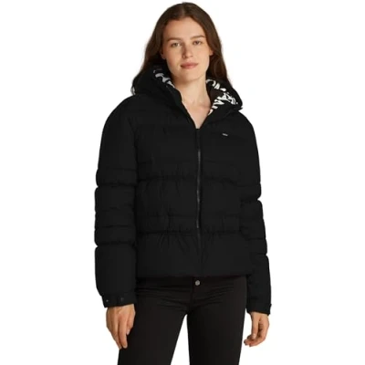 Image of Tommy Jeans Quilt Rouch TAPE Jacket Winter jacket, Women&#039;s, Size: XS, Black