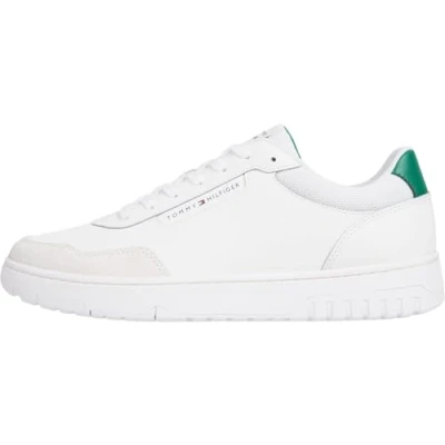 Image of Tommy Hilfiger Basket CORE Trainers, Men&#039;s, Size: 9, Ecru Leather/synthetics