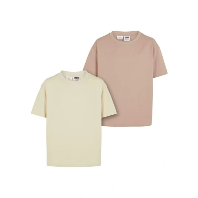 Image of Urban Classics Boyfriend TEE 2PACK Basic Tshirt for kids, Size: 7 8y, Whitesand duskrose