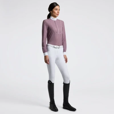 Image of Cavalleria Toscana Ladies CT Stripes Show Shirt Long Sleeves Rosa UK6 White Shirts Horse &amp; Equestrian