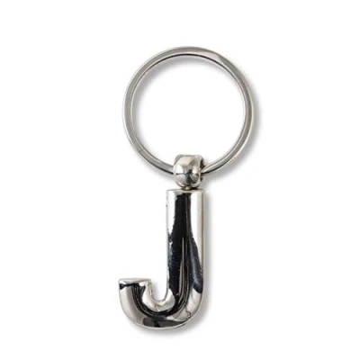 Image of IF Metal Letter Keyring Personalised Alphabet Letters Silver J Keyring, 7 cm;,Silver