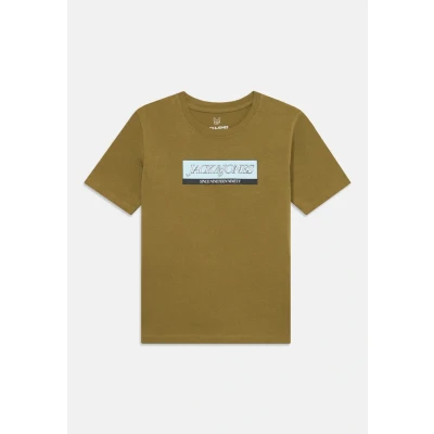 Image of Jack &amp; Jones Junior Jorinwood Block Brand TEE Print Tshirt for kids, Size: 10y, Olive drab