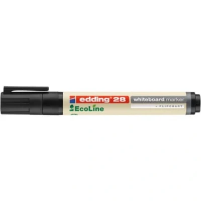 Image of edding 28 Ecoline whiteboard marker black box of 10 pens round tip 1.5 3 mm pen dry wipe for whiteboards, flipcharts, pinboards, memo boards sketchnotes refillable