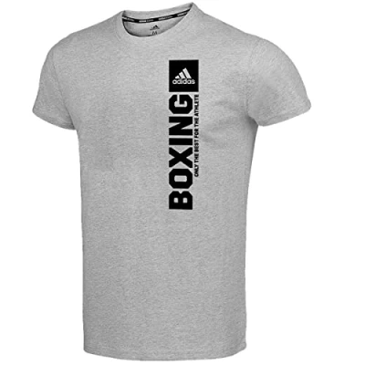 Image of adidas Performance Community Vertical Boxing Print Tshirt, Size: XL, Grey/black