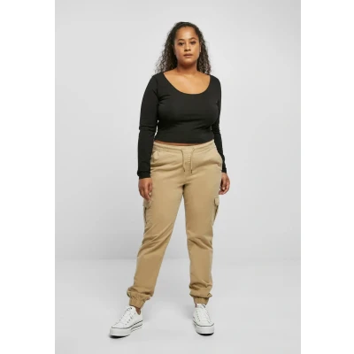 Image of Urban Classics HIGH Waist Cargo trousers, Women&#039;s, Size: XS, Unionbeige