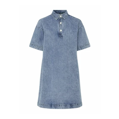 Image of PIECES Pckenya Ss A Shape Denim Dress Noos Bc Women&#039;s, Medium blue (medium denim), S
