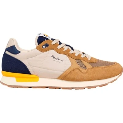 Image of Pepe Jeans BRIT CAMP Trainers, Men&#039;s, Size: 8, Camel/beige Leather and textile