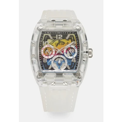 Image of Guess Phoenix Chronograph watch, Men&#039;s, Size: One Size, Clear/rainbow matte
