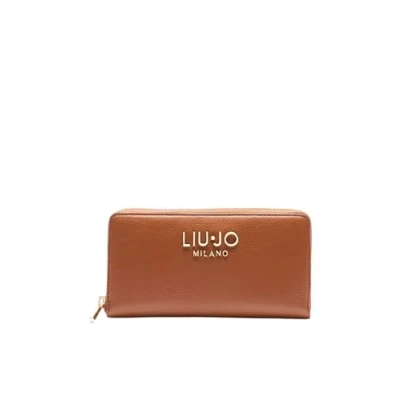 Image of Liu Jo Jeans Caliwen Wallet with Zip and Central Logo Brown, Deer(x0282), Taglia Unica, Wallets