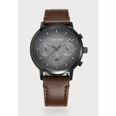 Image of Calvin Klein Gauge Watch, Men&#039;s, Size: One Size, Brown/black
