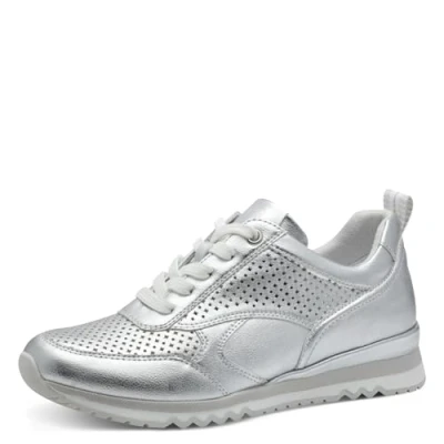 Image of Marco Tozzi Trainers, Women&#039;s, Size: 8, Silver Imitation leather/ textile