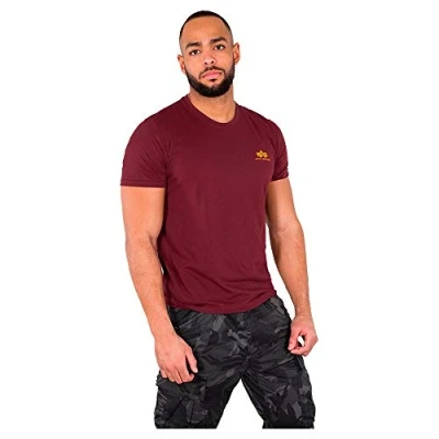 Image of ALPHA INDUSTRIES Men&#039;s Basic T Small Logo Shirt, Opaque, Burgundy, 3XL