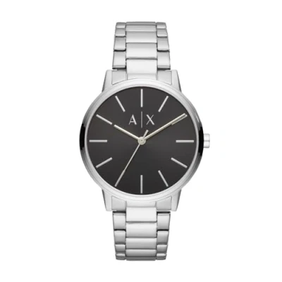 Image of Armani Exchange Men&#039;s Three Hand, Stainless Steel Watch, 42mm case Size, Silver, One Bracelet