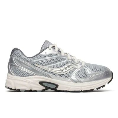 Image of Saucony RIDE Millennium Trainers, Women&#039;s, Size: 6, Silver/cream Imitation leather/ textile