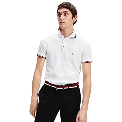 Image of Tommy Hilfiger Tipped SLIM FIT Polo shirt, Men&#039;s, Size: XS, White