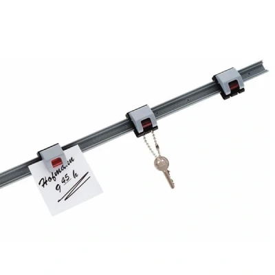 Image of Maul Roller Clip Wall Rail, Including 4 Clips, Break Proof Plastic, 100 x 3.8 cm, Grey