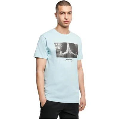 Image of Mister Tee PRAY Print Tshirt, Men&#039;s, Size: Small, Ocean blue
