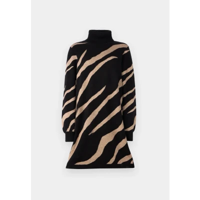 Image of Object Objray ROLL NECK Graphic Jumper dress, Women&#039;s, Size: XS, Black/desert taupe