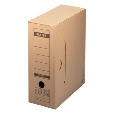 Image of Leitz Premium archive box with flap, 10 pieces, 100% recyclable, FSC certified, natural brown, 6086000