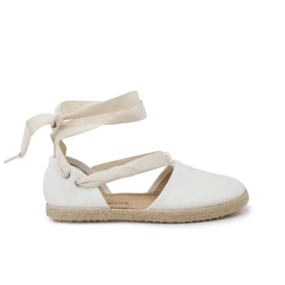 Image of Pisamonas Valencianas Cintas Vegana Ankle cuff ballet pumps, Women&#039;s, Size: 3.5, Blanco Polyester