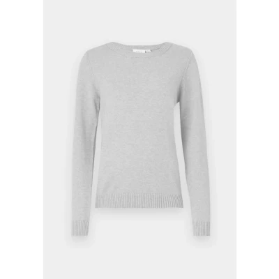 Image of VILA Viril Onecknoos Jumper, Women&#039;s, Size: Small, Light grey melange