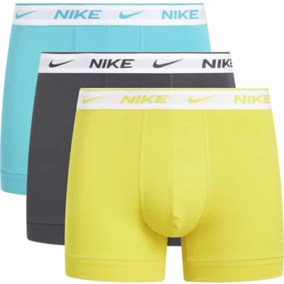 Image of Nike Underwear Trunk 3 PACK Pants, Men&#039;s, Size: Small, Yellow/anthracite/neon blue/white