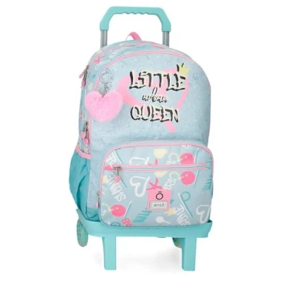 Image of Enso Little Urban Queen School Backpack with Trolley Blue 32x44x17cm Polyester, Blue, 32x44x17 cms, Trolley,