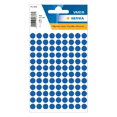 Image of HERMA Dot Stickers Blue, 540 Labels, Ø 8 mm, 108 Labels per Sheet, Self Adhesive Round Colour Stickers, Blank Marking Dots, Sticky Circle for Color Coding Calendar