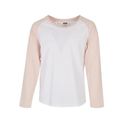 Image of Urban Classics Contrast Raglan Long sleeved top for kids, Size: 7 8y, White pink