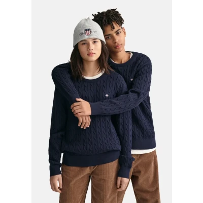 Image of GANT Shield Cable C NECK Jumper for kids, Size: 15y, Evening blue