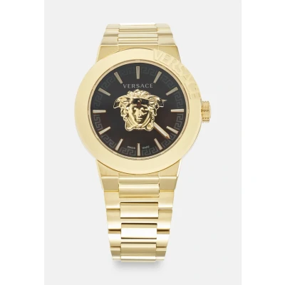 Image of Versace Men&#039;s Analogue Swiss Quartz Watch with Stainless Steel Strap VE7E00623, Gold, bracelet