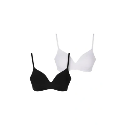 Image of Urban Classics Basic Padded 2PACK Tshirt bra, Women&#039;s, Size: 32A, Black white