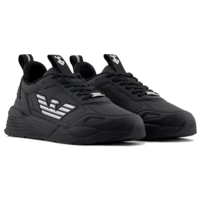 Image of EA7 Emporio Armani Unisex Trainers, Size: 7.5, Triple black/silver High quality imitation leather