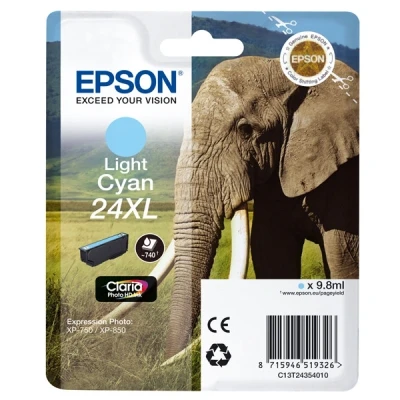 Image of Epson 24XL Light Cyan Elephant High Yield Genuine, Claria Photo HD Ink Cartridge, XL Capacity