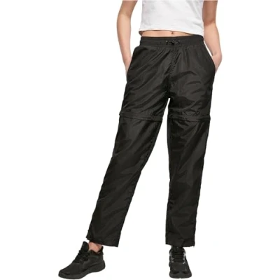 Image of Urban Classics Women&#039;s Ladies Shiny Crinkle Nylon Zip Pants Track, Black, XXXXXL, 5XL