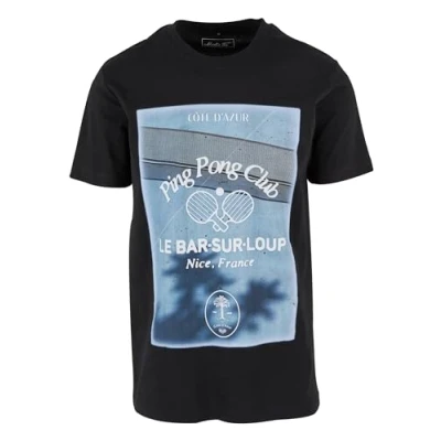 Image of Mister Tee PING PONG CLUB Print Tshirt, Men&#039;s, Size: Small, Black