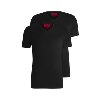 Image of HUGO V NECK 2 PACK Basic Tshirt, Men&#039;s, Size: Small, Black