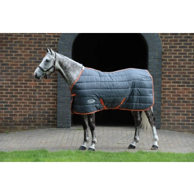 Image of Weatherbeeta ComFiTec 210D Channel Quilt Standard Neck Medium 220g Gunmetal/Coral